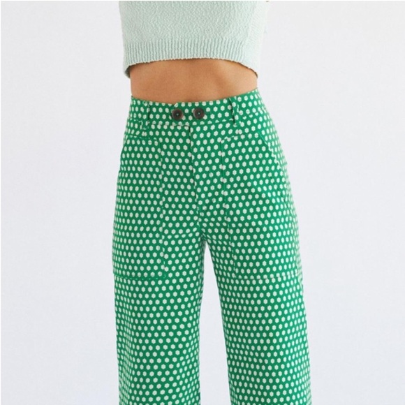 NWT Anthropologie Maeve Colette green & white pants - Picture 3 of 16